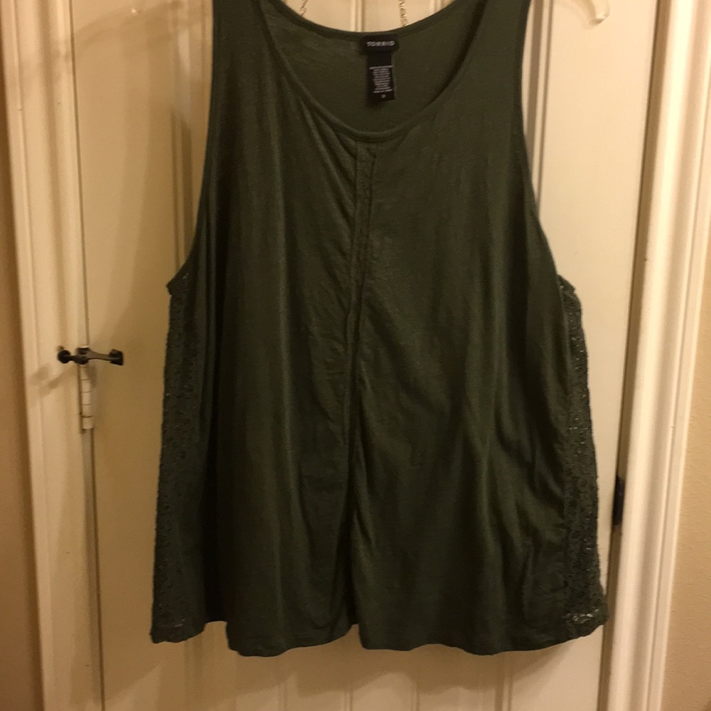 Green tank top with lace sides
